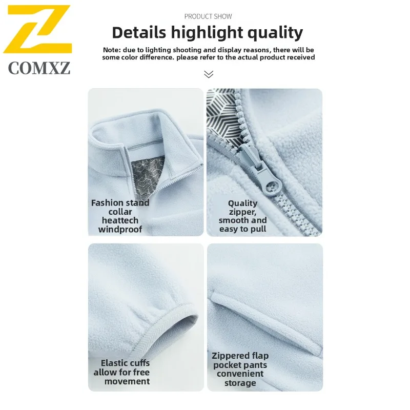 COMXZ 2025 Autumn Winter Polyimide Tech Fleece Couples Jacket Two Piece Set Windproof Waterproof Outdoor Sports  tactics Coat