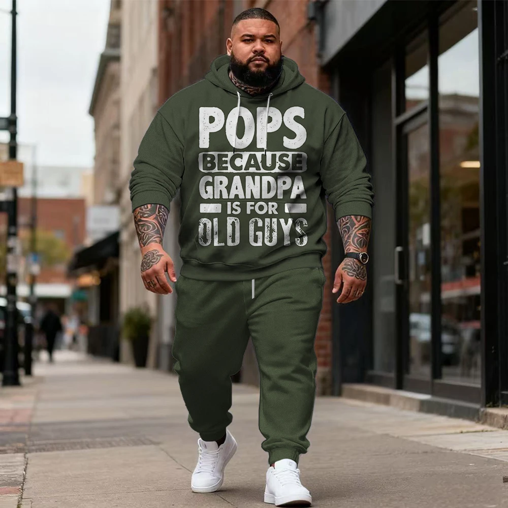 

Мужская толстовка с капюшоном больших размеров S-9xl из двух предметов с забавными надписями — мягкая ткань, теплая, модная текстовая деталь