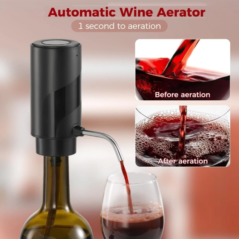 充電式電気ワインオープナーセット,自動エアレーター,ABSテクスチャー,さまざまな用途に適しています,n58d
