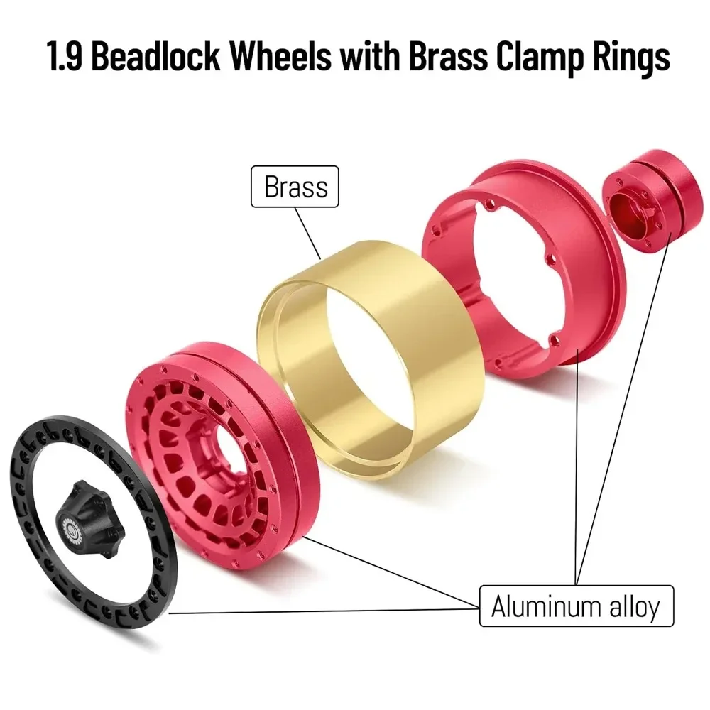 

4 шт. 1,9-дюймовые колеса с бусинами, алюминиевые диски, модернизация для осевого SCX10 TRX4 90046 RC Crawler, автомобильные аксессуары