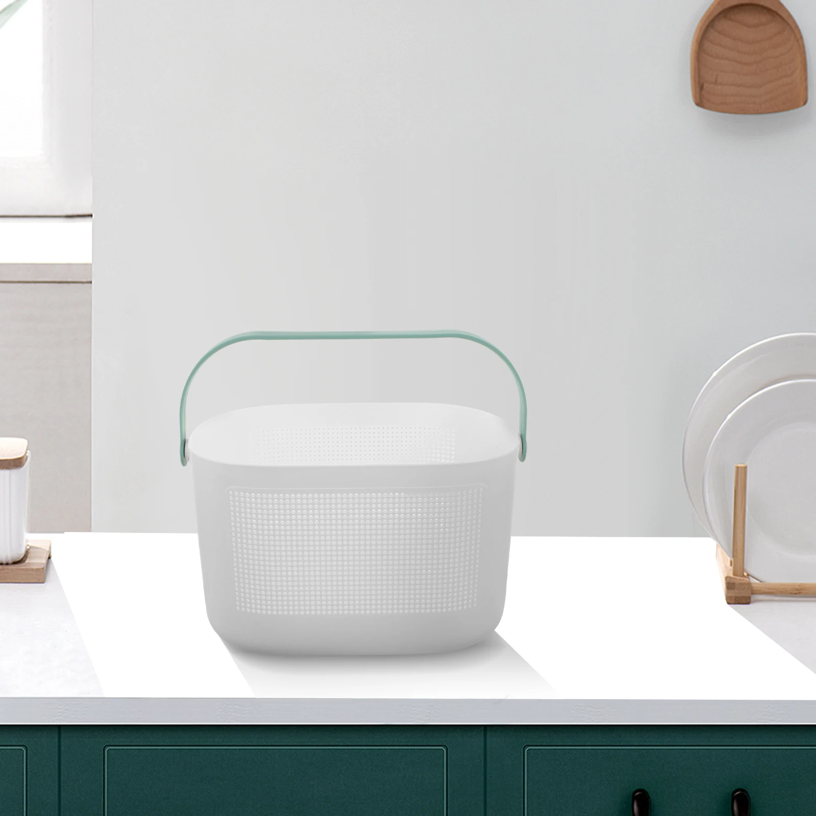 

Portable Handheld Bathroom Storage Basket with Handle for Shower Hollowed Out Design Plastic Bins Container