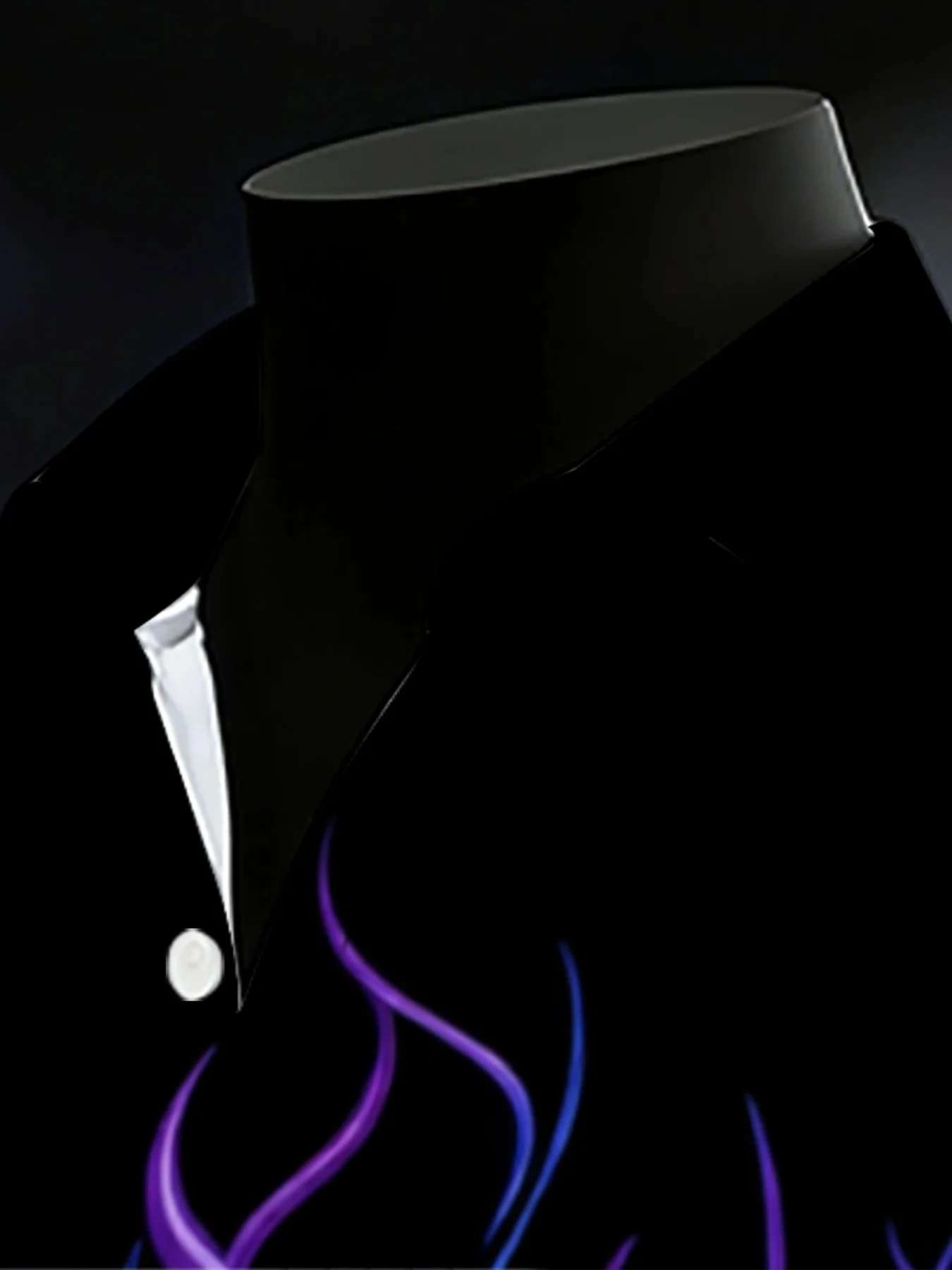 Men Long Sleeve Button Down Shirt Black‑Blue Purple Flame Print Polyester Lapel Collar Gothic Party