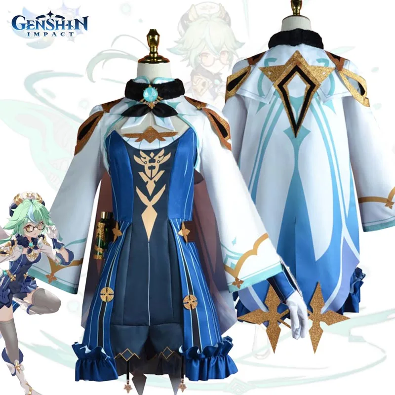

Game Sucrose Genshin Impact Cosplay Costume Knight Outfits Blue Dress Uniform Anime Halloween Party Suit Role Play Women Girl