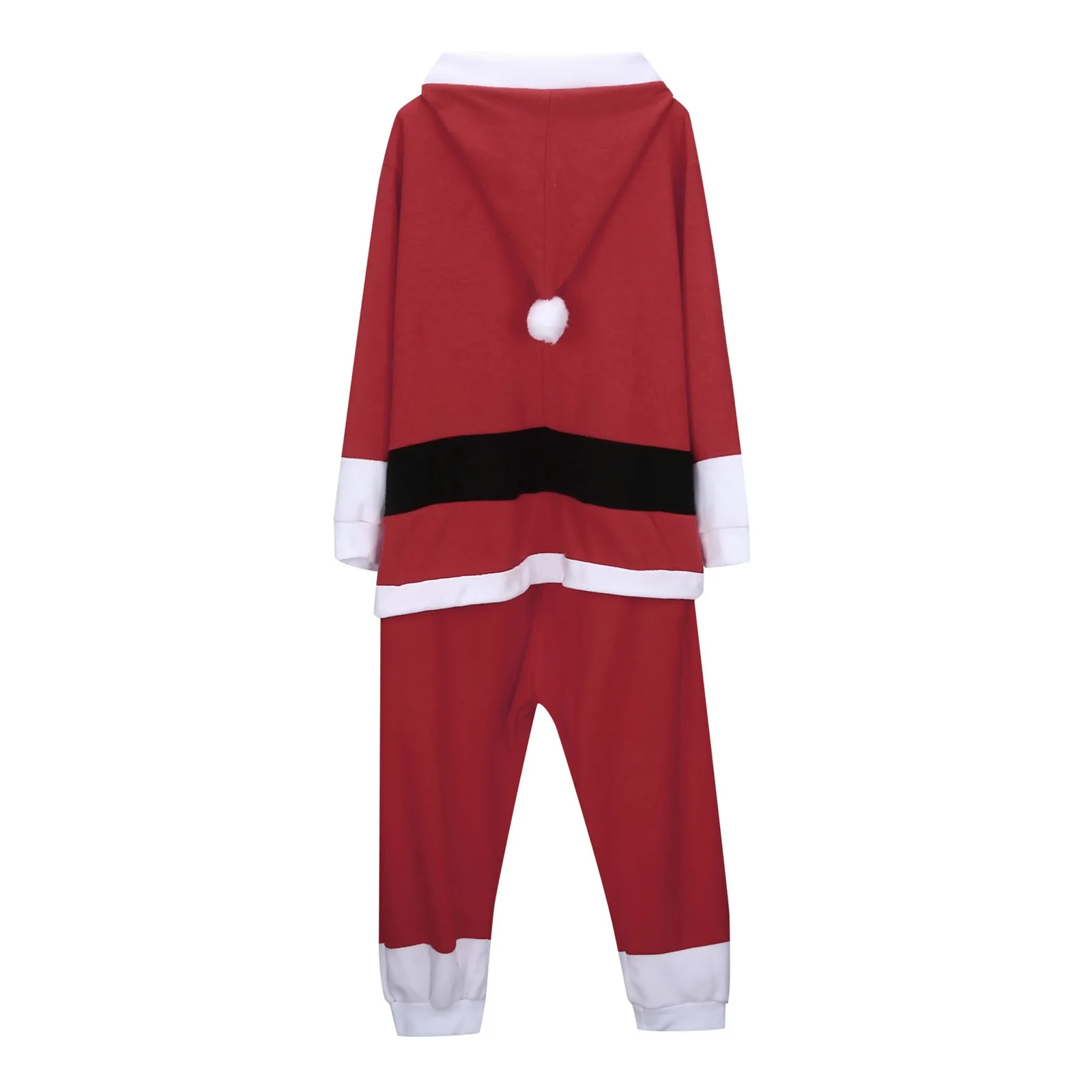 Santa Claus Sleepwear Costume New Year Party Cosplay Red Clothes Men Women Autumn Winter One-Piece Warm Hooded Pajama Christmas