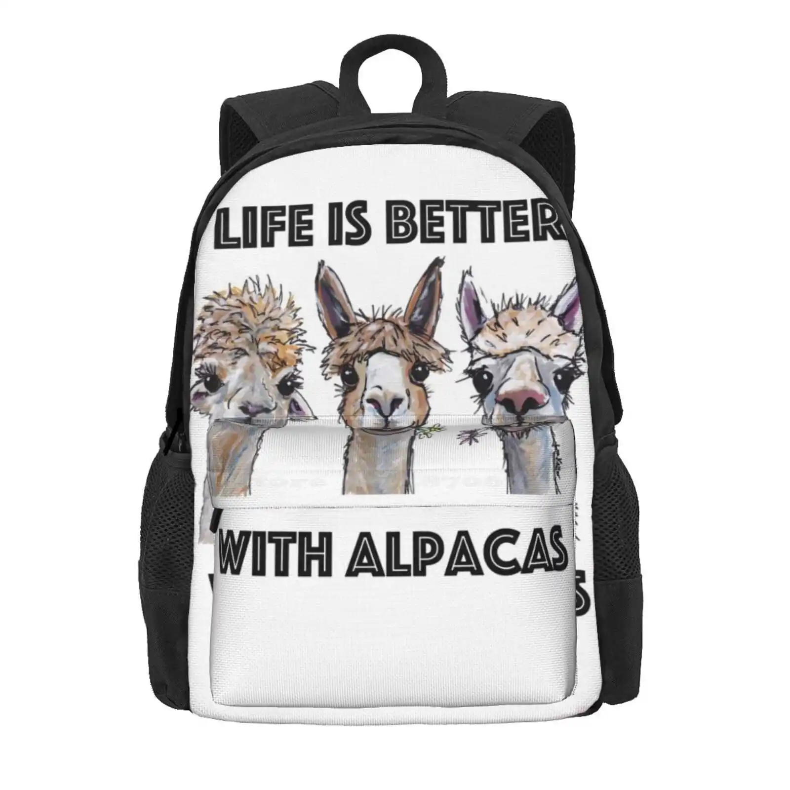 Life Is Better With Alpacas Art, Alpaca Shirts And Alpaca Art Hot Sale Schoolbag Backpack Fashion Bags Life Is Better With