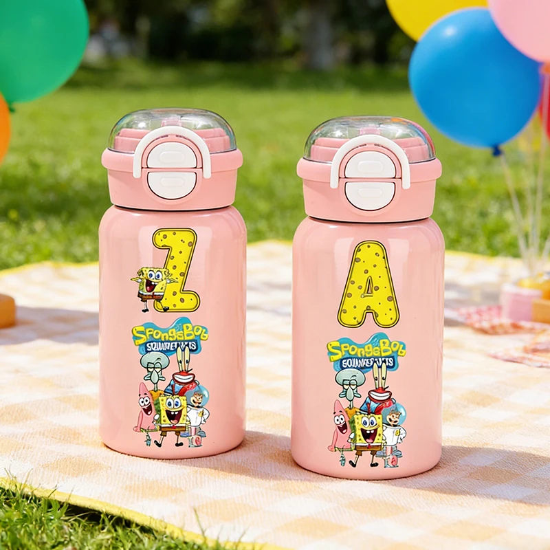 

500ml SpongeBob SquarePants Stainless Steel Insulated Cup Boy Girl Travel Water Bottle Cartoon Portable Outdoor Sport Water Cup