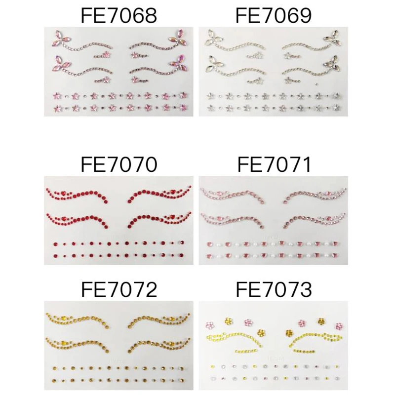 3D Rhinestone Tattoo Sticker Eyes Face Makeup Decoration Masquerade Party Temporary Tattoo DIY