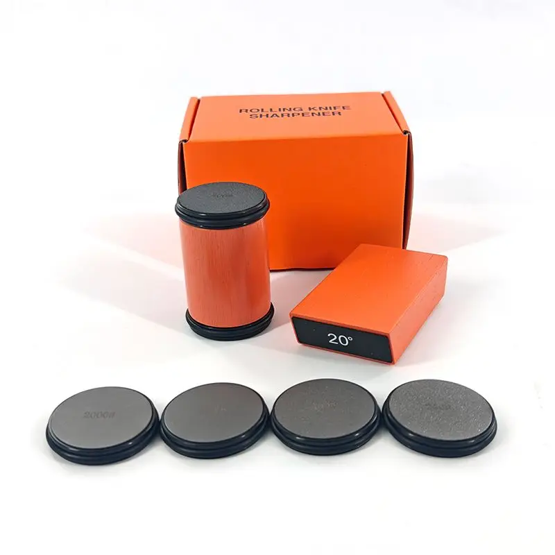 Black Gray Grinding Disc Roller Sharpener Diamond Agate Whetstone Sharpening Kit 15 20 Degree For Kitchen Knives
