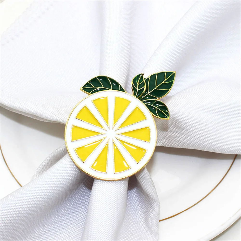 Lemon Napkin Rings for Dining Table Setting, Farmhouse Napkin Holder for Thanksgiving, Birthday Party Decoration, ERE96, 6Pcs