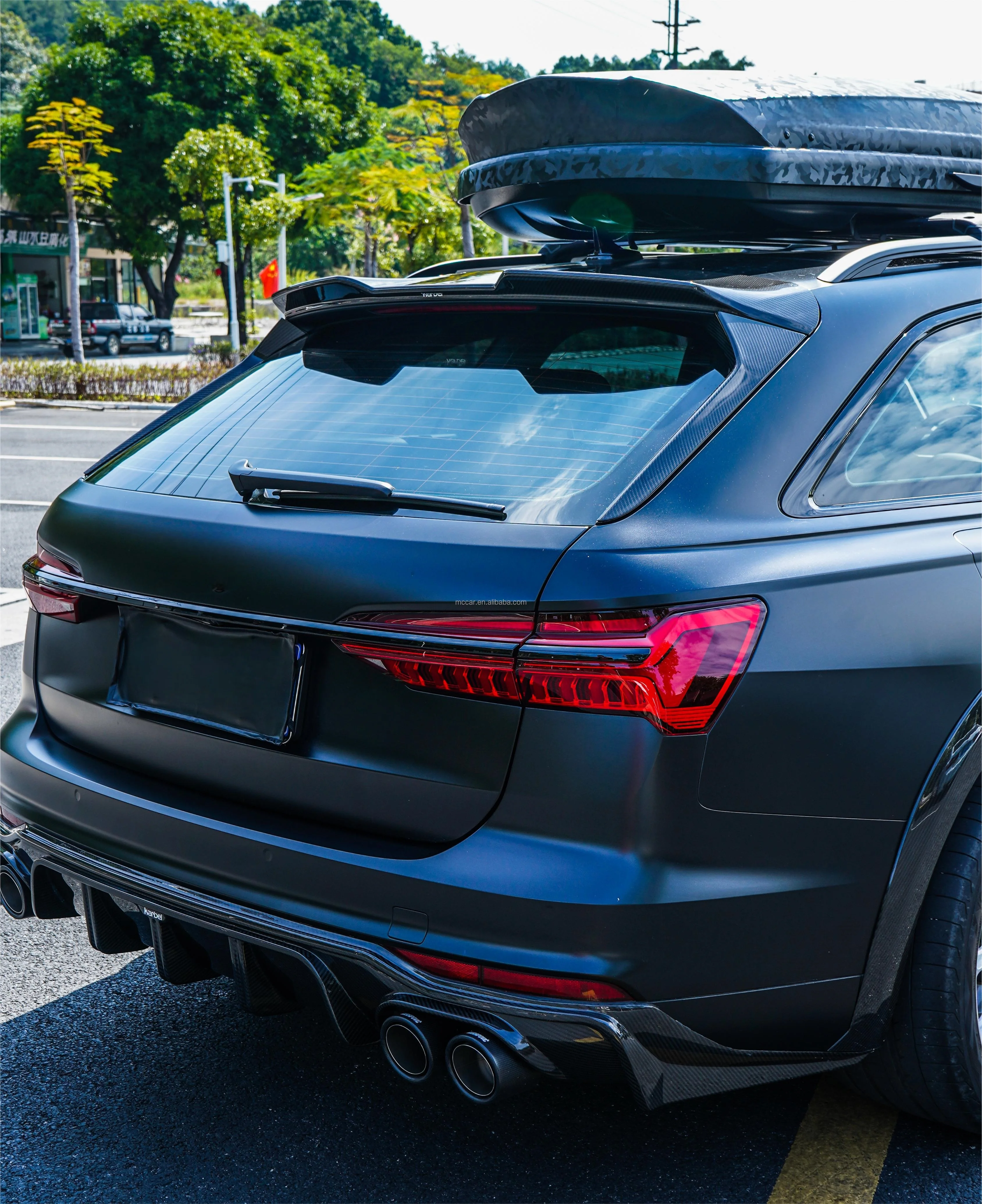 المواد العلوية Preprg ألياف الكربون الجافة الفاصل A6 Allroad الخلفي سبويلر لأودي A6 Allroad 2019-2022 الخلفية سبويلر الجذع سيارة الجناح