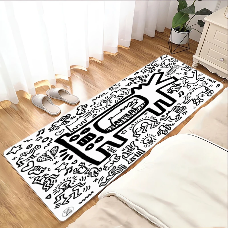 Room Rugs Keiths Haring Welcome Mat Bathroom Floor Mats Washable Non-slip Kitchen Rug Balcony Carpet Foot Bath House Entrance