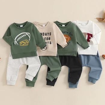 2024-09-20 Lioraitiin 幼児男の子服セット長袖ラグビーチーズプリントトレーナーカジュアル巾着ポケット長ズボン