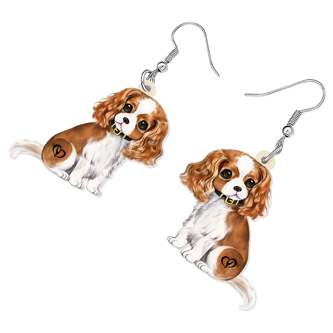 BONSNY Acrylic Cavalier King Charles Spaniel Dog Drop Dangle Earrings Jewelry For Women Kids Ladies Gifts