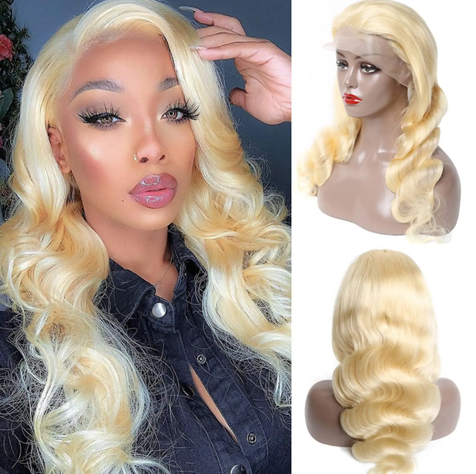 

Swupod 13x4 HD Lace Front Frontal Wig for Women Body Wave Remy Human Hair 613 Honeny Blonde Color Glueless Pre Plucked