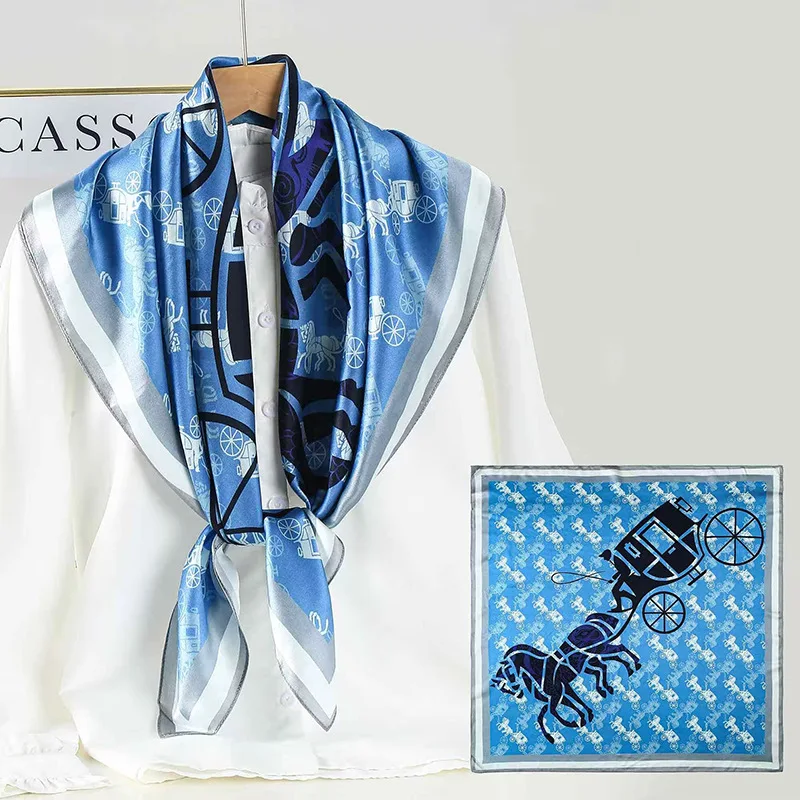 Scarf Women's Elegant Carriage Autumn and Winter Fashion All-Matching 90cm Large Kerchief Shawl