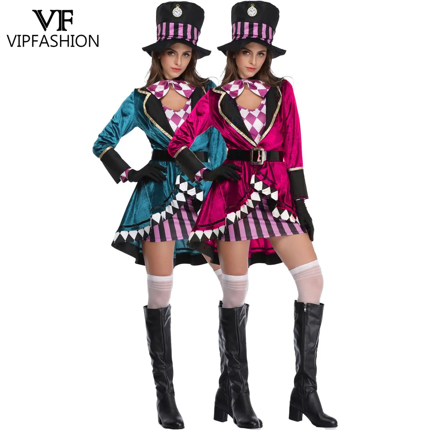 

VIP-мода Алиса волшебницы костюм на Хэллоуин цирковой волшебник наряд для выступления необычная праздничная одежда со шляпой средневековое платье