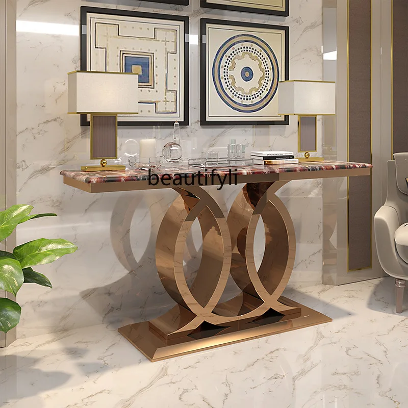 

Stainless steel entrance hall Modern marble, Italian porch table Hotel, porch table