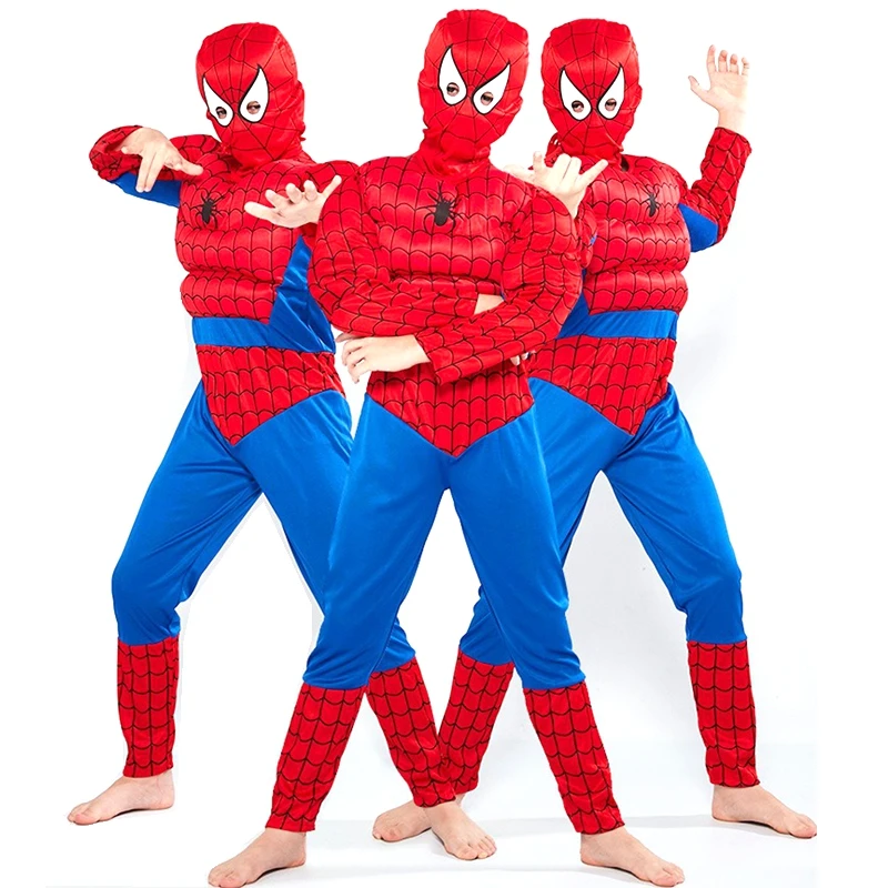 

Movie Superhero Peter Parker Raimi Spiderman Boys Muscle Costume Halloween Party Cosplay Christmas Carnival Jumpsuit Mask Set