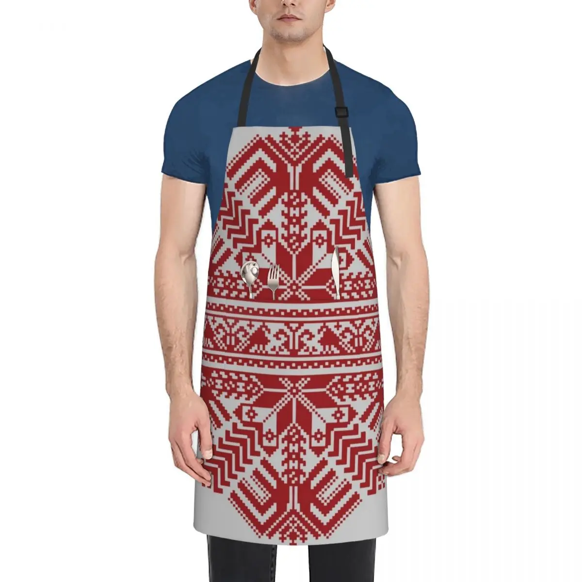 

Baltic Traditional Ornament. Latvian Apron kitchen jacket woman Chef Uniform For Men For Man Cute Kitchen Accessories Apron