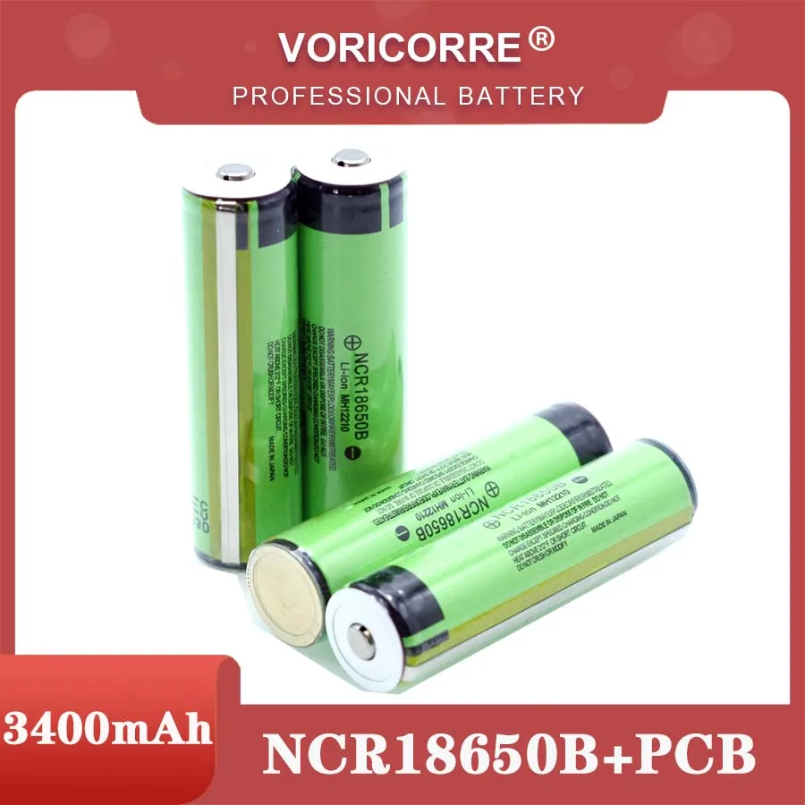 100% New secure Original NCR18650B 3400mAh 18650 Rechargeable Battery with PCB 3.7v for Flashlight batteries