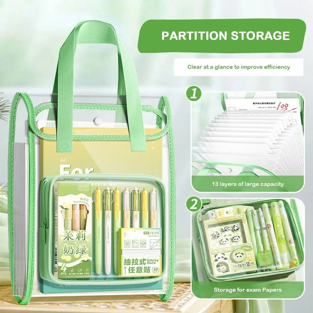 ใหม่ A4 แฟ้มโฟลเดอร์โปร่งใส 13 กระเป๋าเอกสารกระดาษออแกไนเซอร์แนวตั้งการออกแบบมือถือออร์แกนผู้ถือแฟ้มสำนักงานใช้