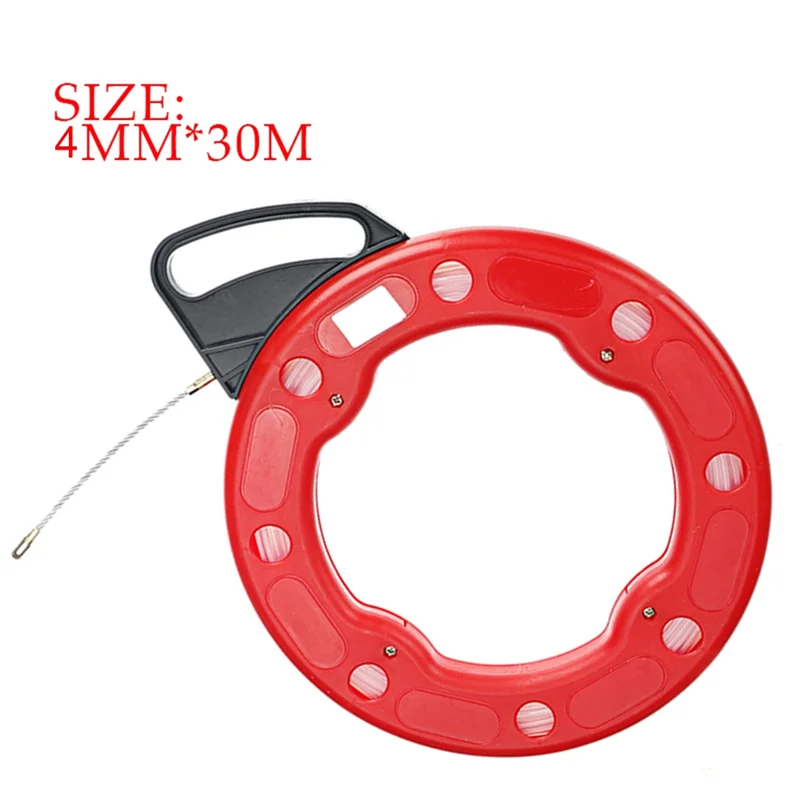 4MM Fish Tape Reel Puller Fiberglass Nylon Conduit Ducting Rodder Pulling Wire Cable Fishing Tool 30M-AT36