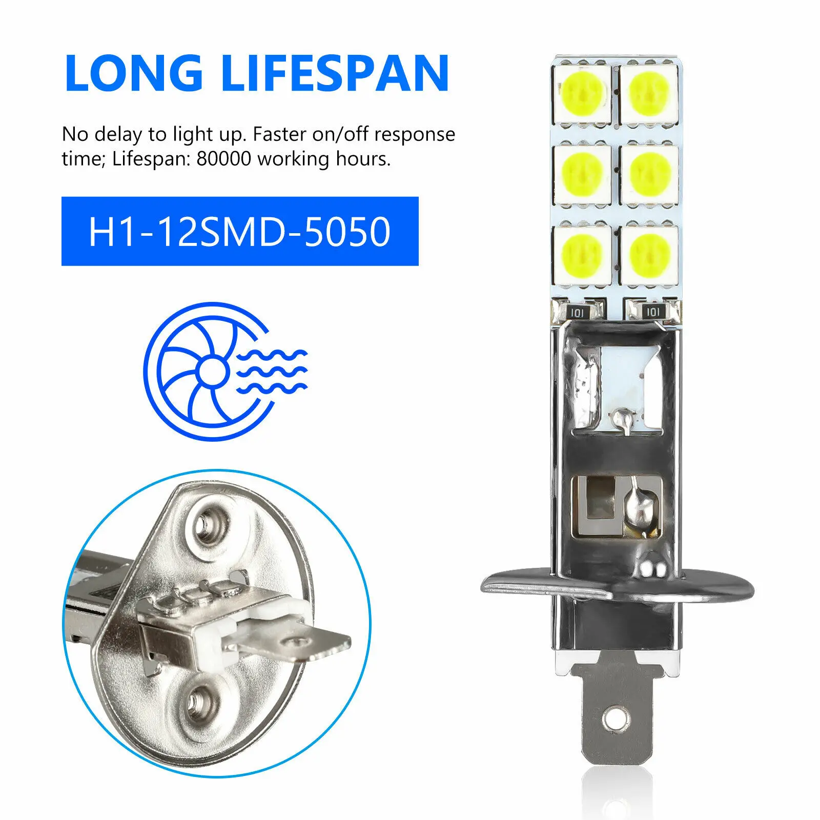 2 قطعة H1 H3 LED لمبات 7200LM 6000K سوبر وايت سيارة الضباب ضوء ليلة القيادة تشغيل ضوء مصباح السيارات مصباح ليد 12 فولت #2