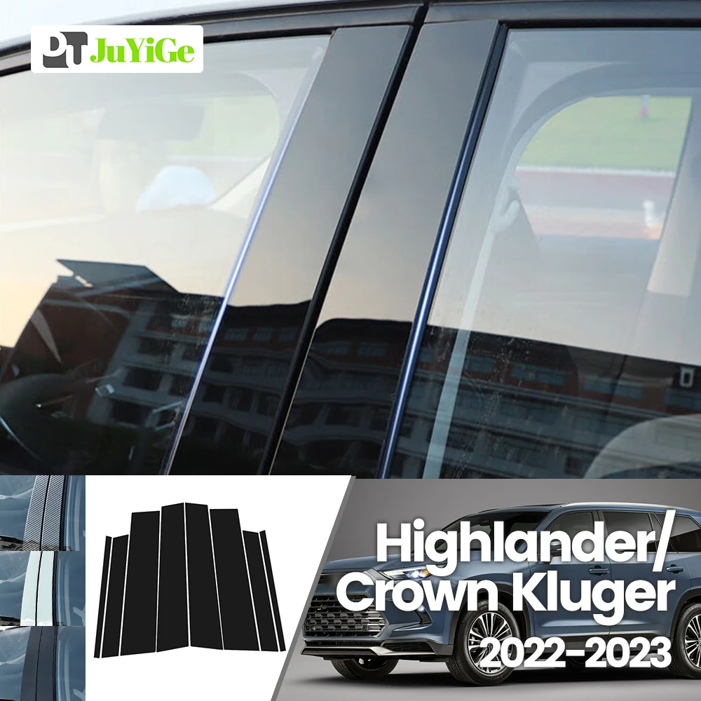 

For Toyota Highlander Crown Kluger 2022-2023 Bright Black Carbon Fibre Window Door B C Sticker