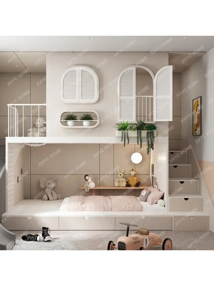 All Solid Wood Customized Children\'s Room High and Low Bunk Ladder Bunk Beds literas infantil cama para niña kids furniture