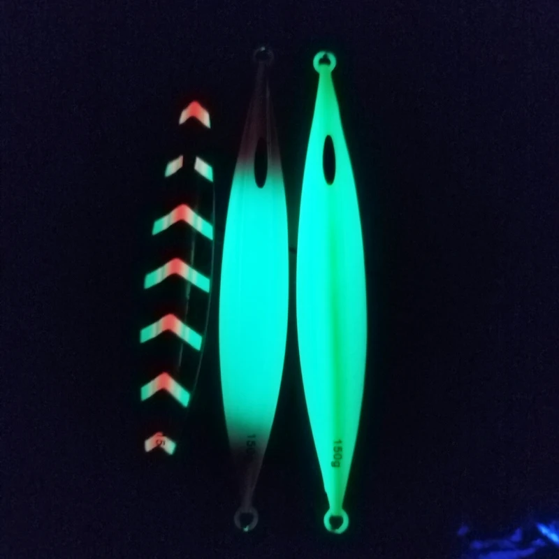 1PC 120g150g200g250g300g Slow Pitch Jig Slow Falling Sinking Metal Jigging Lure Glow Jigs Luminous Lure Pesca Fishing Angler