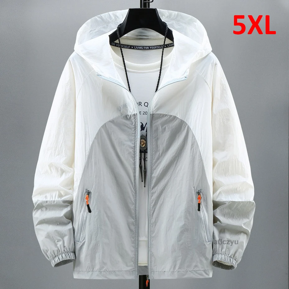 Sonnenschutz jacken plus Größe 5xl Sommer dünne Jacke Patchwork Design Mode lässig Angel jacke dünne Kleidung große Größe 5xl