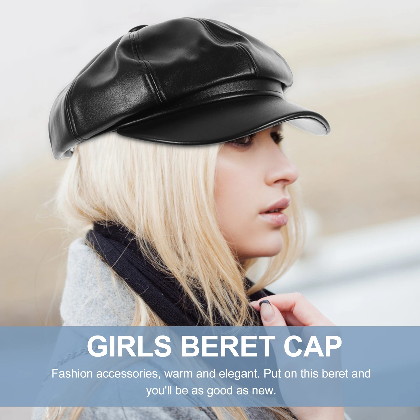 

Shiny Octagonal Beret Hat Cap Fashion Artificial Warm Elegant Chic Accessories Berets