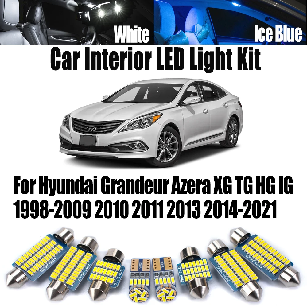 For Hyundai Grandeur Azera XG TG HG IG 1998-2010 2011 2013 2014-2021 Car Reading Bulbs Canbus LED Interior Map Dome Light Kit