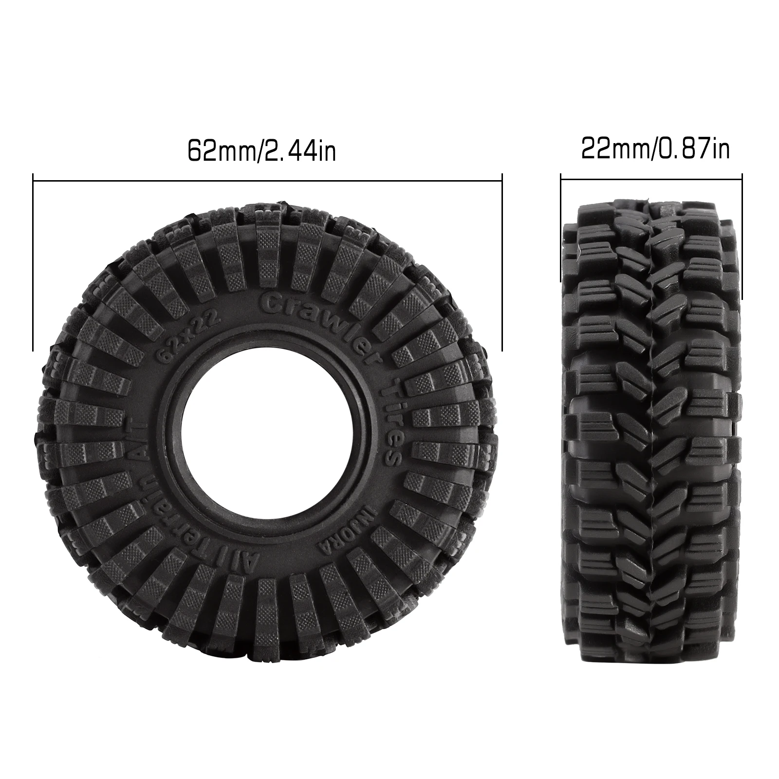 Injora king trekker super weich klebrig 1,0 rad reifen alle gelände für rc crawler axial scx24 ax24 fms fcx24 (t1014)