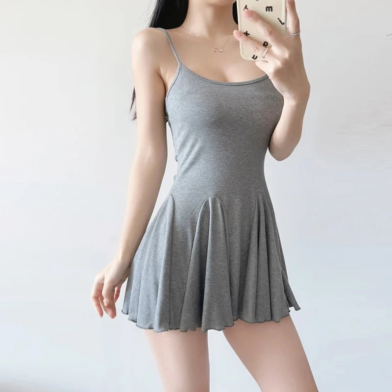 Romantisch Lente Zomer Nieuw Pure Desire Modaal Katoen ter Dr Rok Vest Dr Gored Zoom Elastisch Bal Dames Dr