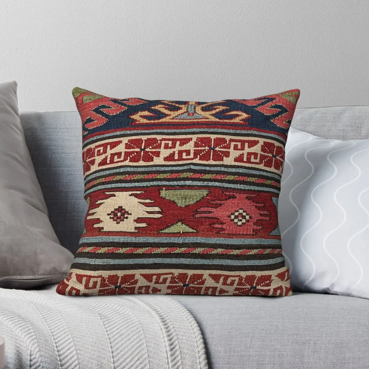 

Yellow Red Star Fire Aztec Square Pillowcase Polyester Linen Velvet Pattern Zip Decorative Sofa Seater Cushion Cover 18"