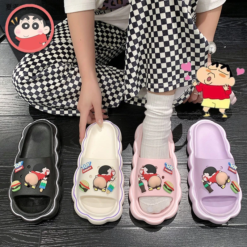 

Crayon Shin-chan Women's Summer Slippers Fashionable Trend Girls Home Anti-slip Anti-odor Sandals Cute Cartoon Wear Beach Shoes