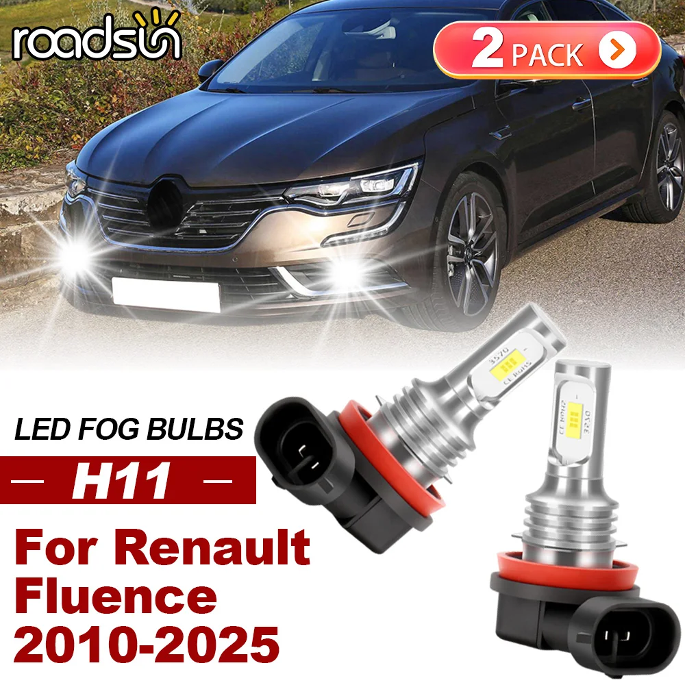 2pcs For Renault Fluence 2010-2025 LED Fog Light 2011 2012 2013 2014 2015 2016 2017 2018 2019 2020 2021 2022 Canbus Accessories