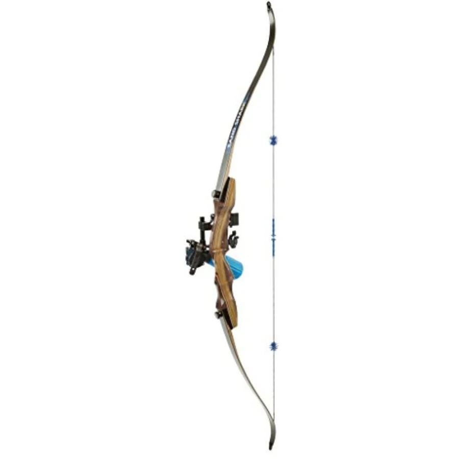 

Sand Shark Recurve Package for outdoor archery, laminated wood riser, black finish, includes bow, string, and arrow rest