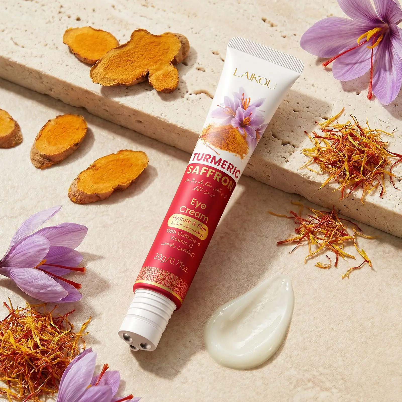 

LAIKOU Saffron Turmeric Eye Cream 20ml Anti Wrinkle Anti Aging Dark Circles Remover Eye Bag Cream Retinol Alternative Face Care