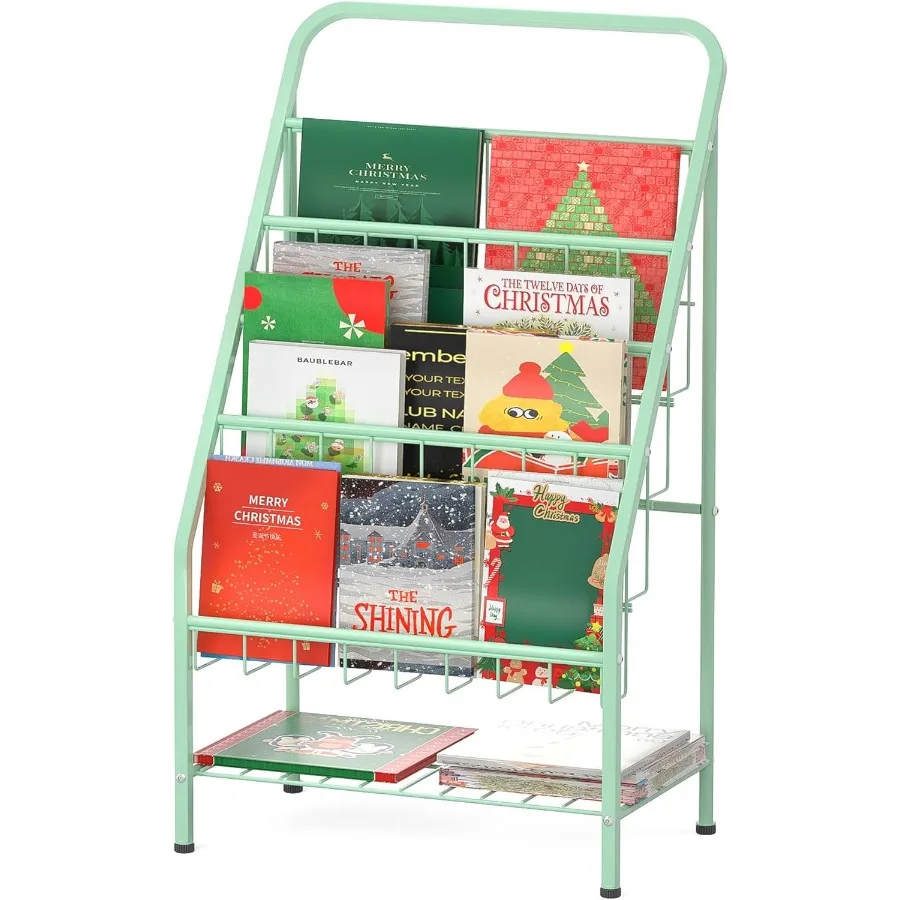 

Детская книжная полка, 4-уровневая металлическая витрина, книжные полки, книжный шкаф с местом для хранения игрушек в угловой детской библиотеке, классная игровая комната f