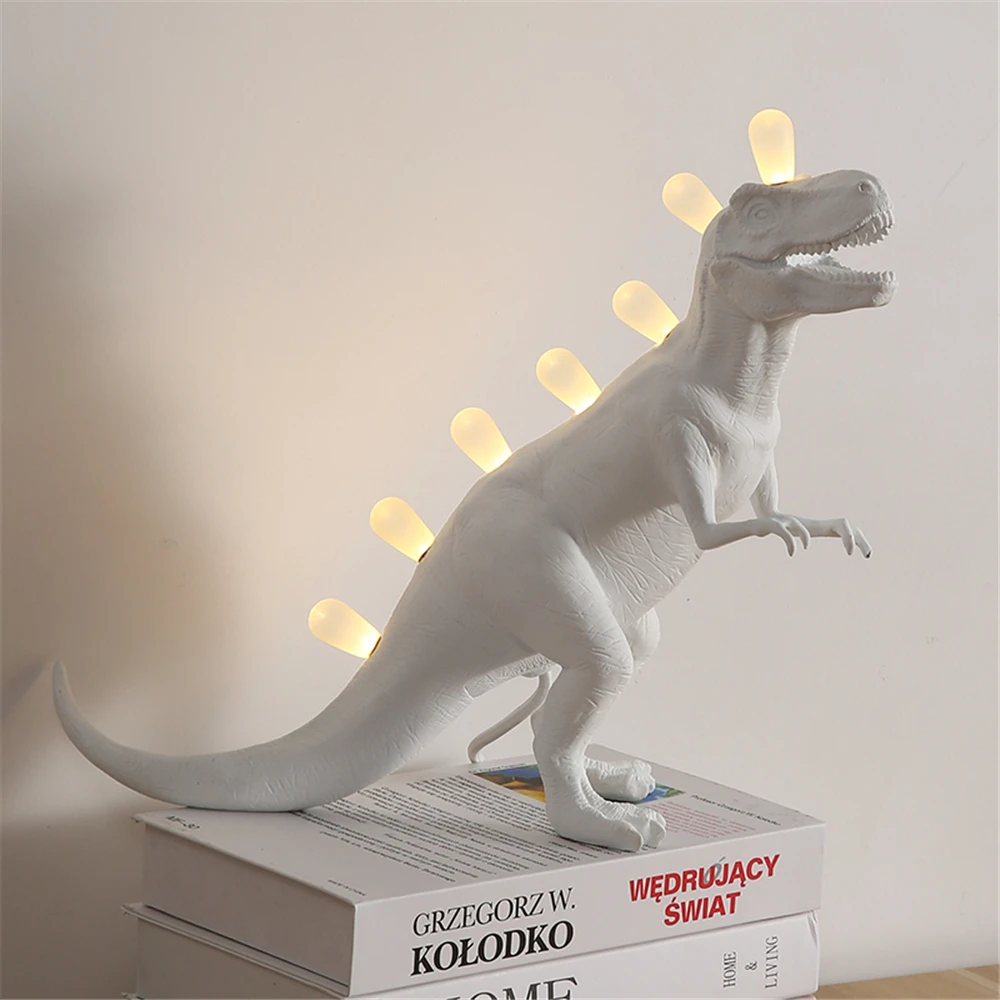 Jurajski dinozaur lampy stołowe kreatywny zwierząt żywicy lampa do sypialni lampa domowa rysunki wystrój pokoju kawaii wystrój światła