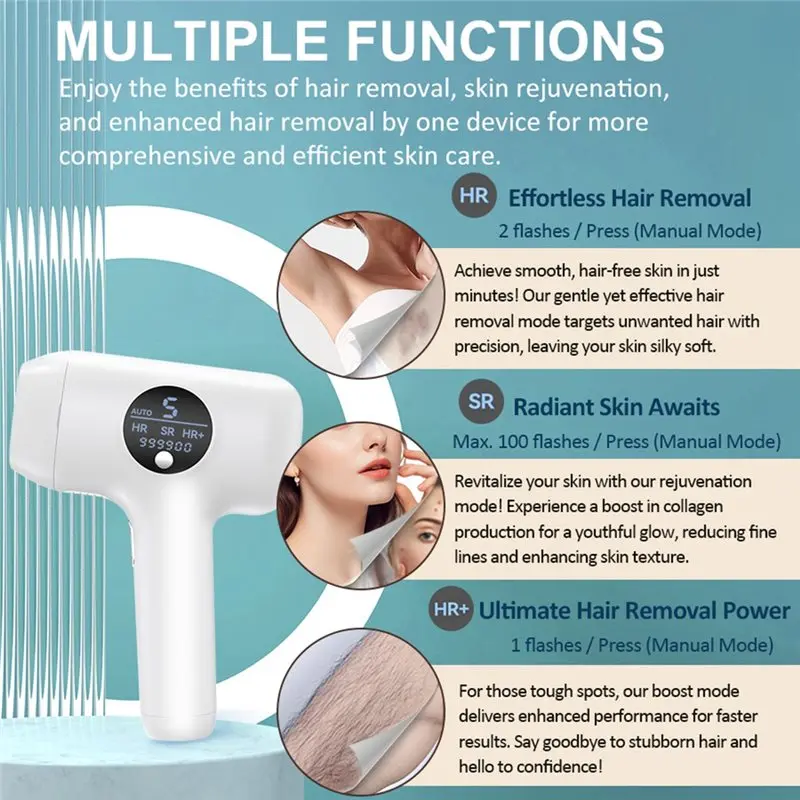 HOT SALE-Ultra Fast Flash IPL Laser Hair Removal Device Large Window High Energy Epilator Painless Hair Reduction US Plug
