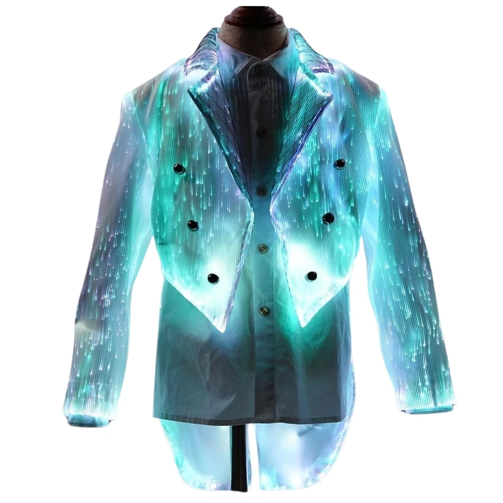 

Светящийся детский пиджак для косплея с кисточками, оптоволоконный наряд для детей, костюм для празднования рождественской вечеринки