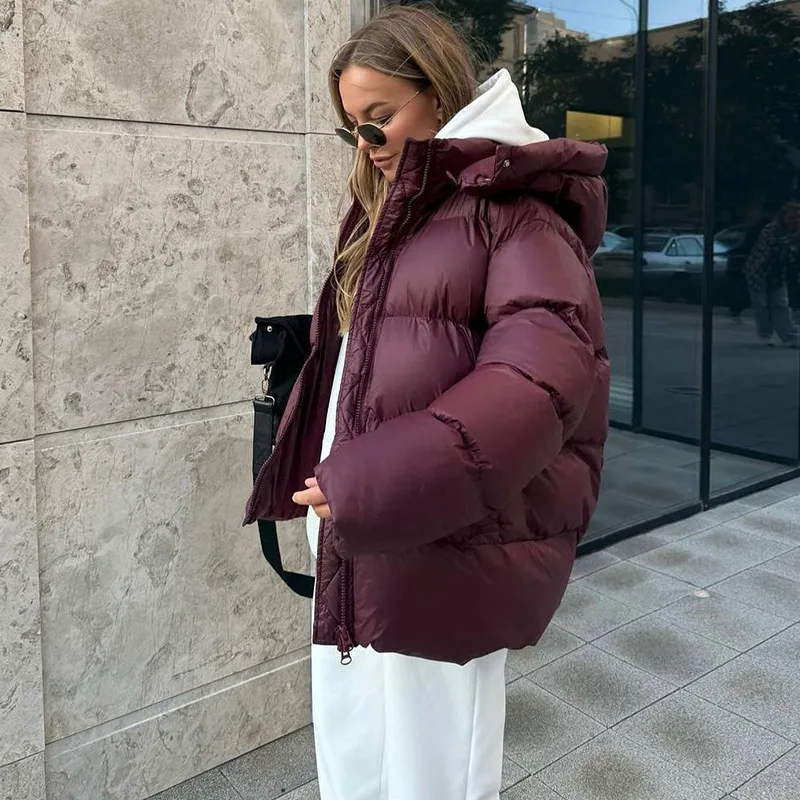 فضفاض Faionable القطن Jaet شتاء جديد وصول عارضة مقنعين الخبز Sle الملابس النسائية طويلة Sve سستة إغلاق سولي...