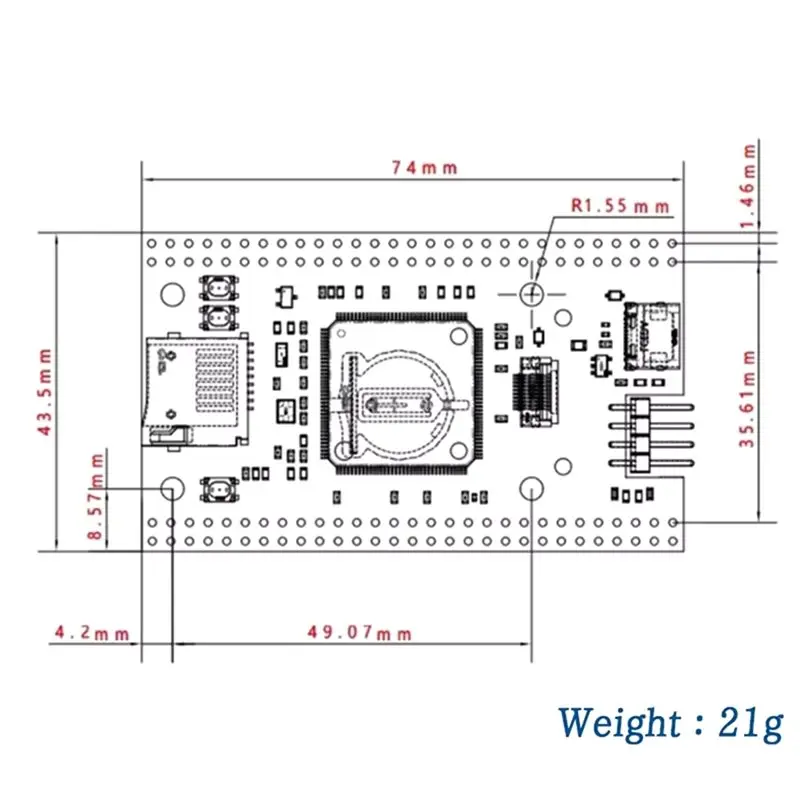 B04B - Pour STM32F407ZGT6+ Carte de développement d'écran d'affichage 1.54, carte centrale, carte d'apprentissage du système, interface Type-C pour STM32 DIY