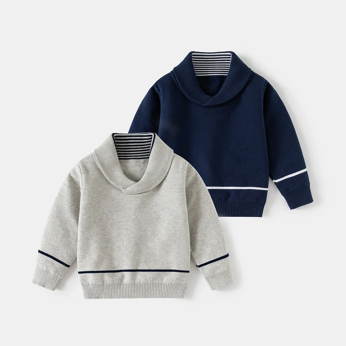 

Children Boys Autumn Sweater Korean Soft Warm Long Sleeve Infant Babys Boys Pullovers Versatile Turn Down Collar Kids Boys Tops