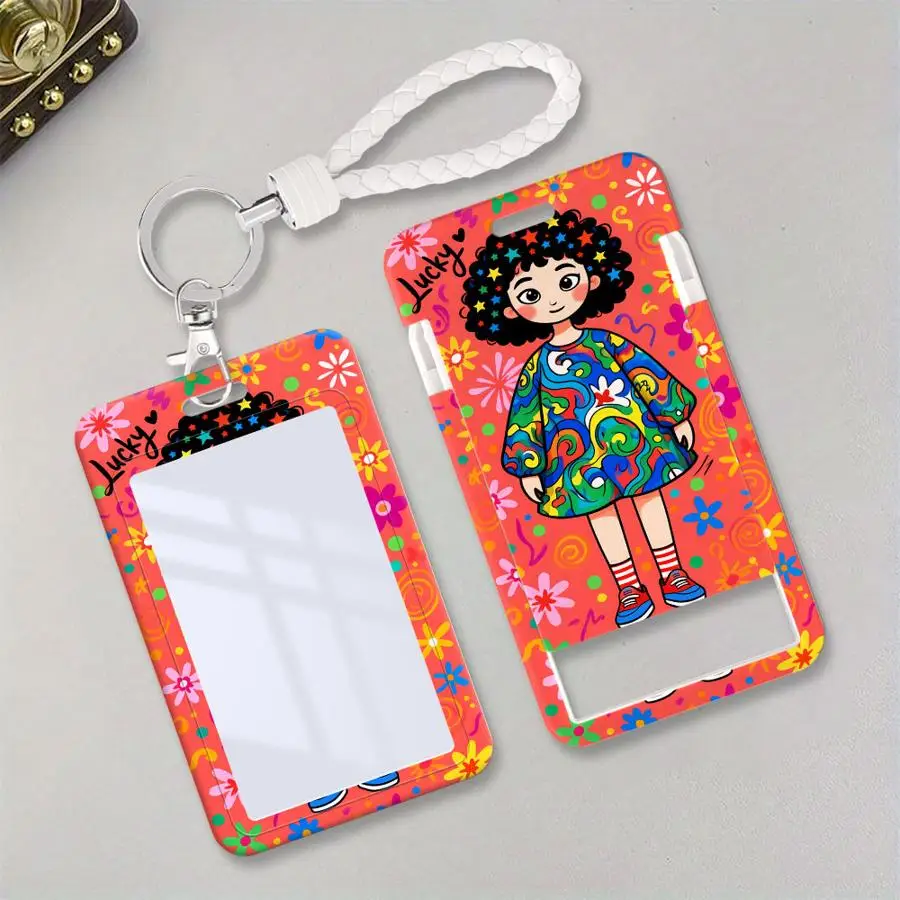 Lovely Girl Cover Case 1Pc Card Holder Retractable Credit Card Holders Holders Child Bus with lanyard Bank ID Badge