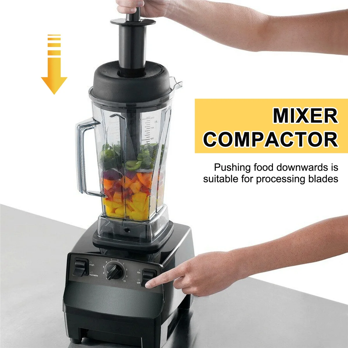 Acelerador de manipulación de licuadora, émbolo de varilla de plástico para licuadoras Vitamix 760/5000/5200 para contenedor estándar de 64Oz SQ