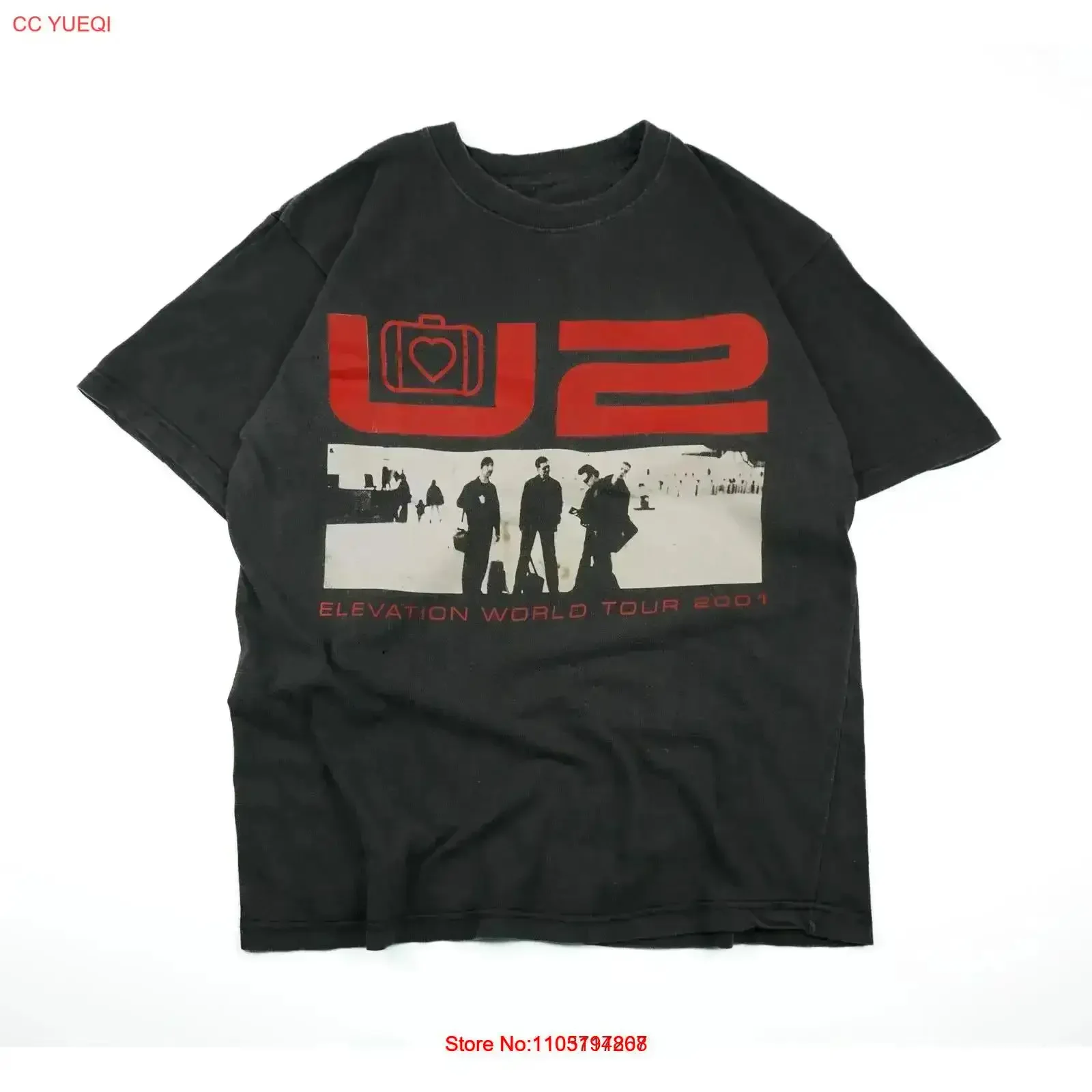 Vintage 2001 U2 Tour T Shirt Elevation Washed designer clothes graphic Comfortable fashion Versatile vintage Washed homme